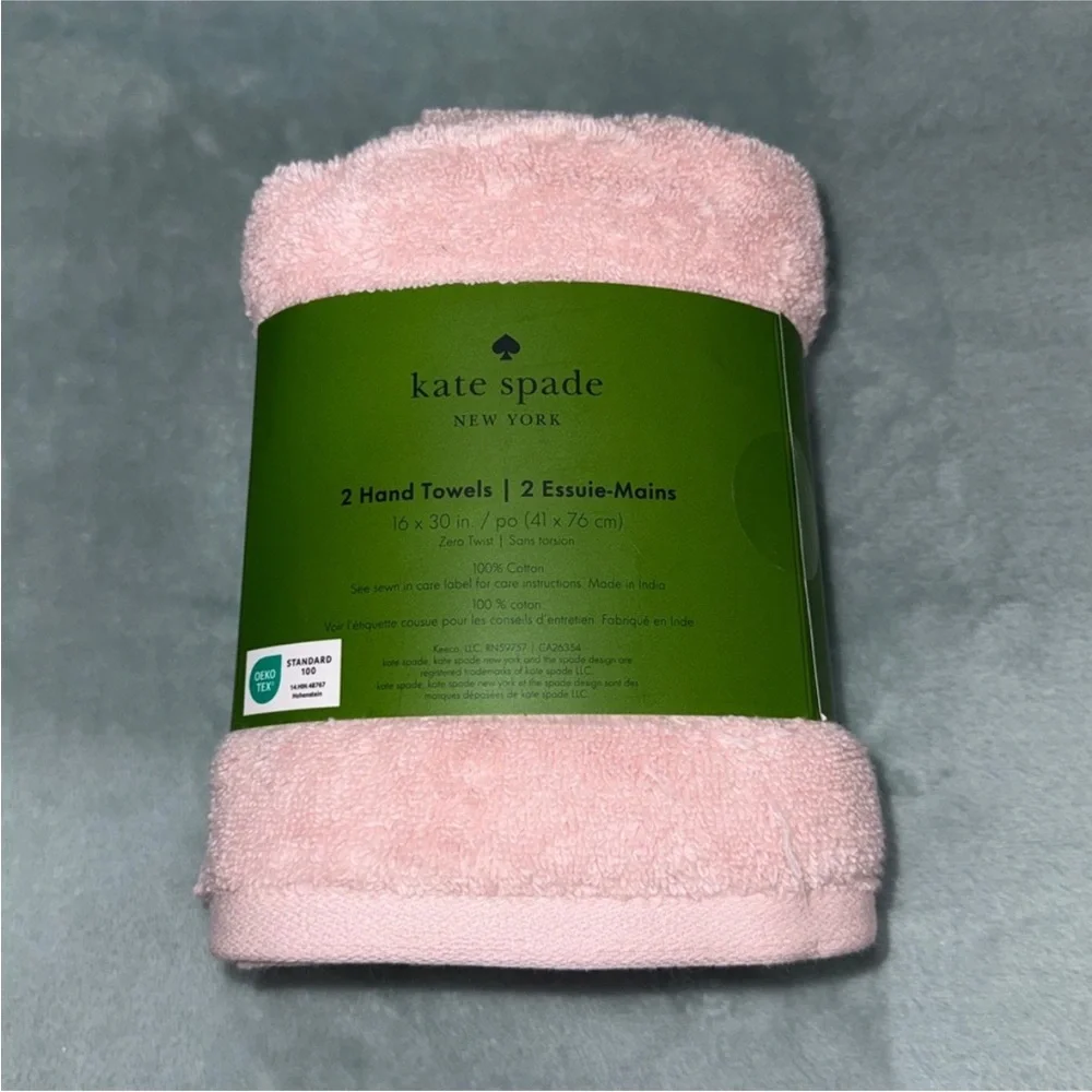 kate spade Soft Pink Cotton Hand Towels - Set of 2